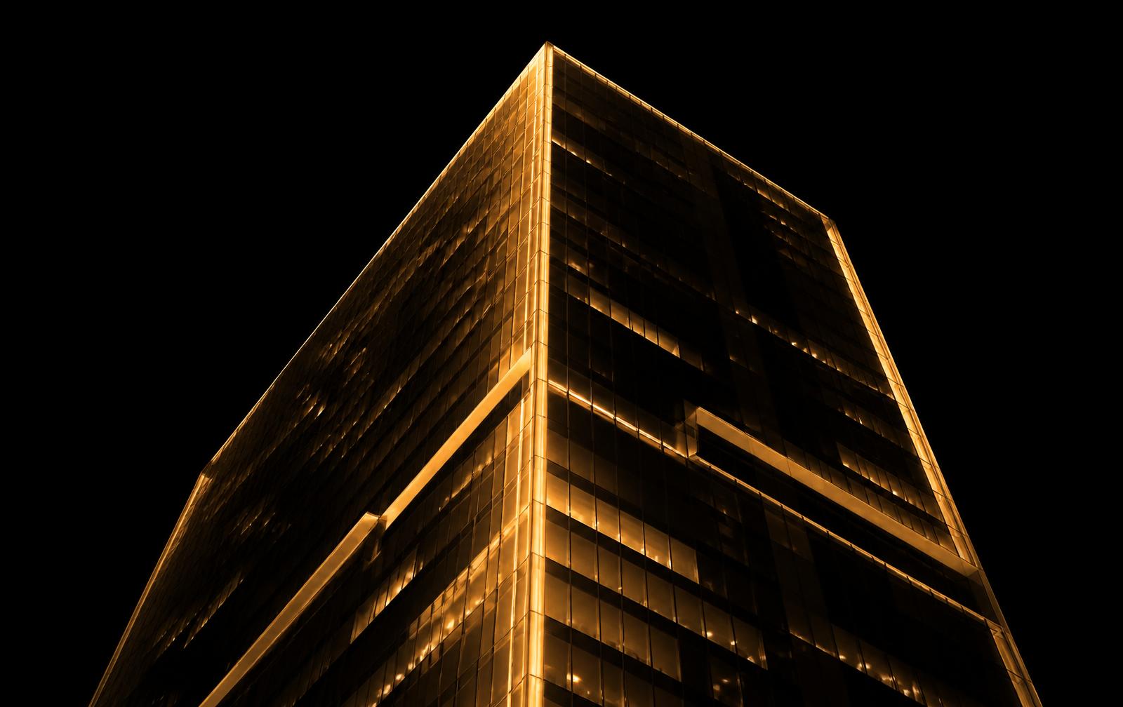 Illuminated tower at night